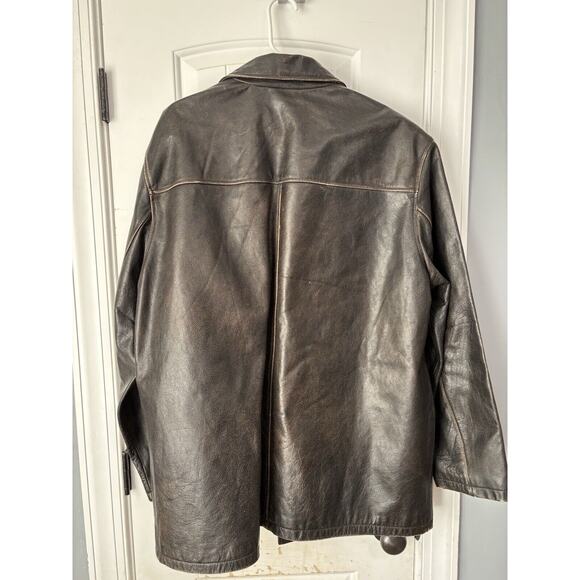 CHEROKEE Dark Brown Pebbled LEATHER JACKET Button Up MEN'S‎ Size XL - Picture 3 of 3